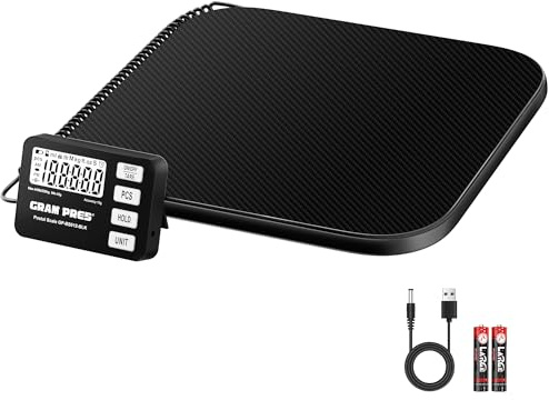 GRAM PRES Fraktvåg 10 g 440 lbs/mycket exakt, digital postvåg med hållare/tara/st, med LCD-skärm för paket/bagage/postkontor/hund, batteri och USB-kabel ingår