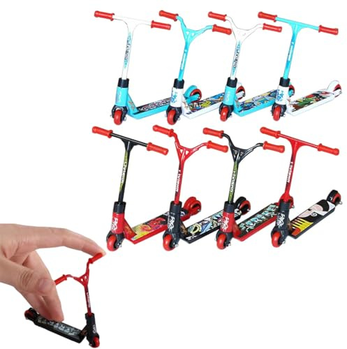 GWEOR 8 Piezas Finger scooter, Mini Patinete Mini Monopatín Monopatín Skateboard, Finger Skate Mini Monopatines y Monopatines Skate Dedos Fingerboard para Niños - Color aleatorio