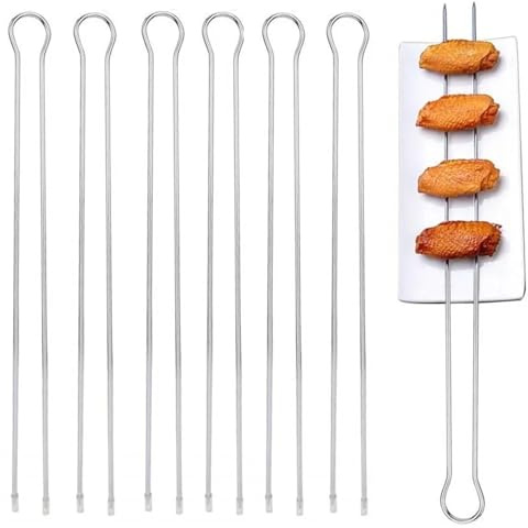 Brochetas de Metal 6/10/12 Uds U juego de brochetas for parrilla doble for barbacoa, Kebab acero inoxidable, palos Metal for asar, Picnic y Camping(12 Pieces)