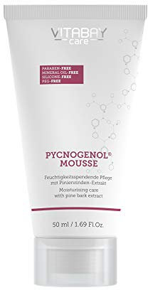 Vitabay Care - Mousse au pycnogenol 50 ml avec hyaluronic acid - crème visage anti rides et creme hydratante spf à l'extrait d'écorce de pin antioxydant avec OPC - crème anti age protège contre les UV