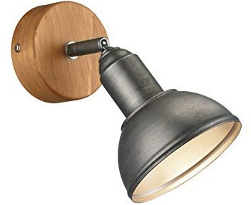 Trio Leuchten Delhi 803400167 - Lámpara de pared (metal, níquel mate, base de madera, no incluye 1 bombilla E14)