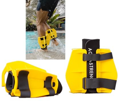 Aquastrength Aquatic Resistance Fins | Increase Drag for Strength & Toning | Pool Fitness Water Leg Weights | Quick Start Guide and Online Programs. (Yellow)