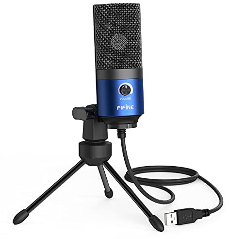 FIFINE USB Computer Microphone for Recording YouTube Video Voice Over Vocals for Mac & PC, Condenser Mic with Gain Control for Home Studio, Plug & Play - K669L