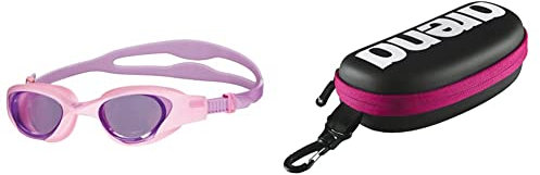 ARENA The One Junior Anti-Fog Schwimmbrille für Kinder, Schwimmbrille mit Breiten Gläsern, Selbstjustierender Nasensteg Swim Brillenetui, Brillenetui Hardcase, Brillenetui Hartschale, Schwarz