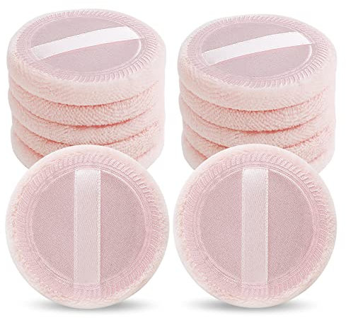 Sibba 12 Pezzi Sciolti Cipria Soffio Rosa Cotone Pastiglie Viso Corpo Trucco Velluto Con Applicatore Nastro Impostazione Rotondo Ombretto Correttore Cosmetici Spugna