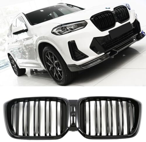GCP PASST FÜR BMW X3 X4 G01 G02 LCI SPORT KÜHLERGRILL DOPPELSTEG GRILL GLANZ SCHWARZ