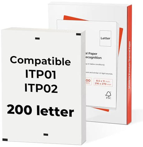 MUNBYN Thermal Printer Paper 8.5 x 11 Inch, US Letter Size Thermal Paper 200 Sheets, Compatible with ITP02 and ITP01, Continual Feeding Thermal Paper