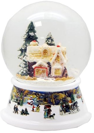 Sfera di neve di zucchero panetteria di Natale su base nostalgica paesaggio nevoso Natale inverno con carillon – 100 mm di larghezza * 20244