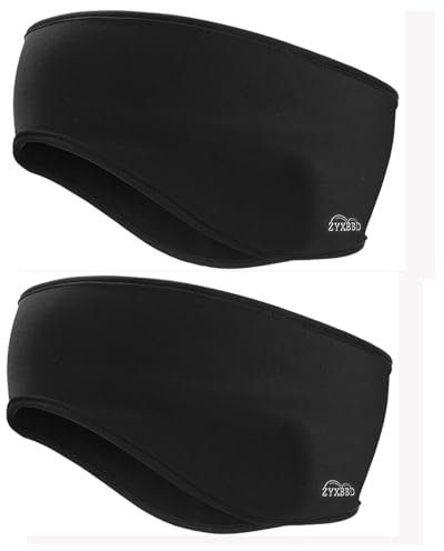 ZYXBBD Fleece Ohrenwärmer Stirnband - Doppelschicht Winddichtes Warmes Winter Sport Stirnbänd Ohrenschutz Headband für Laufen, Jogging, Wandern, Yoga, Skifahren, Radfahren 2 Stück (black+black)