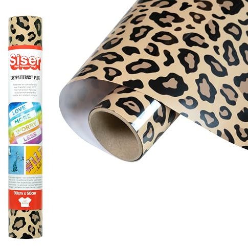 Siser Easypatterns PLUS Leopard Tan, 30cm x 0,5m, Thermotransfer Vinyl zur Personalisierung von Kleidung, Accessoires und Textilmöbel, Material für Bastelartikel, geeignet für Kinderkleidung