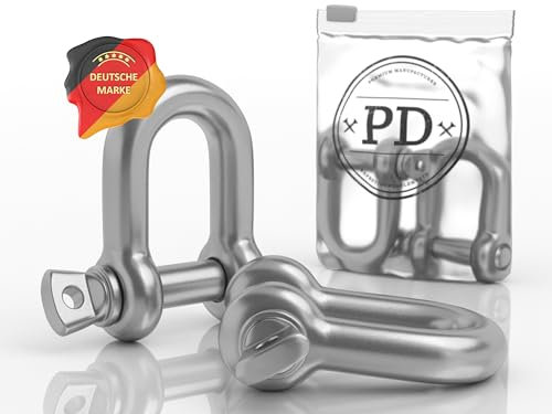 PD® Schäkel Edelstahl 5mm | D Ring Schekel aus Edelstahl A4 | Rostfreie Bogen Schäkel Hochfest | Edelstahl Schäkel Set für Abschleppseil, Schaukel Befestigung & mehr | Schraubschäkel D Form | 5 Stück
