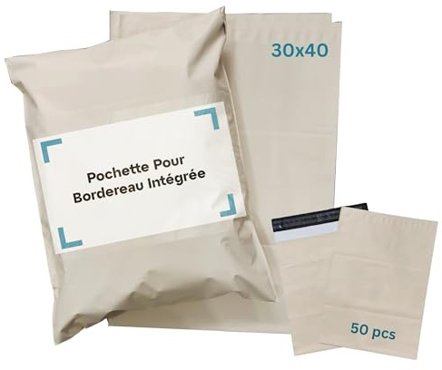 Pochette envoie colis Vinted - Enveloppe plastique grand format pour emballage et expédition de vetement. Sac avec poche pour bordereau postal intégrée. Sachet opaque sécurisé par bande auto-adhésive