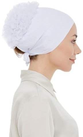 ihvan online Hijab Cap, Head Scarf Beanie, Volumizing Non Slip Head Wraps for Women, Hijab Undercap with Tie-Back Closure
