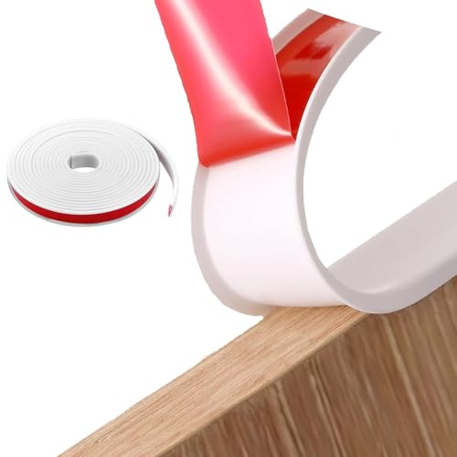 5m*18mm White U Shape Furniture Edge Banding Self Adhesive Flexible Veneer Edging Tape Protector Trim for Cabinet Cupboard Shelf Table Chairs MDF