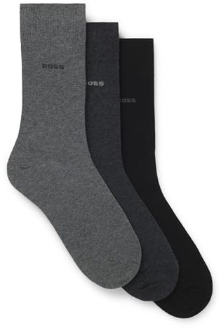 BOSS Hommes 3P RS Uni CC Lot de trois paires de chaussettes mi-mollet en maille stretch