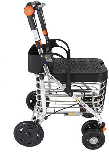 JKJZSALJ Rollator Pieghevole, Deambulatore Pieghevole A 4 Ruote, Rollator Compatto Leggero con Sedile, Altezza Regolabile E 4 Ruote Shopping