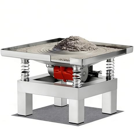 YUCHENGTECH 35cm x 35cm Concrete Vibrating Table Stainless Steel Mini Vibration Table 3000-3600 Times/Min Vibrating Test Bench 10KG Load Capacity for Concrete Compaction Air Bubble Elimination