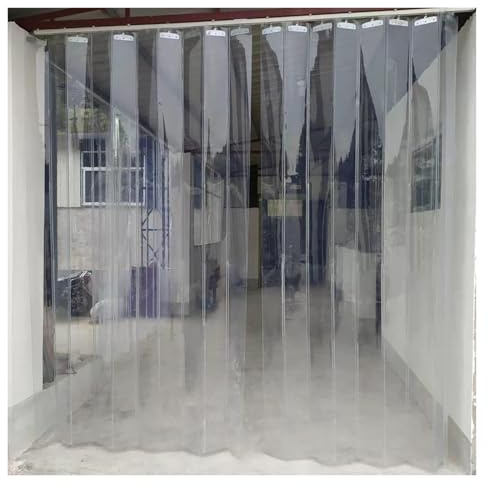 Clear PVC Strip Curtain - Foldable Sliding Door Protection for Storage Rooms Vinyl Privacy Curtain Easy Install 1.25x2m Plastic Strips for Home & Garage Use