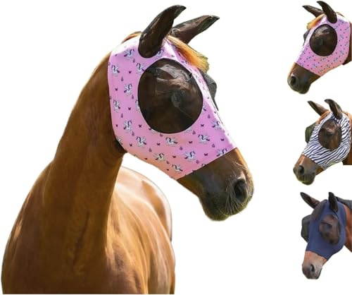 netproshop Flugmask superbug flughuva med öron och öppning för pannhår shetty till XL-fyllning, storlek: mini shetty, färg: enhörning