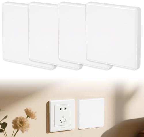 Saituo Home Lot de 4 Plaques Murales Vierges, 8,6 X 8,6 cm, Cache Prise Murale Double Plaque Murale Vierge Cache Prise Electrique Murale pour Prises Ou Interrupteurs Inutilisés, Blanc
