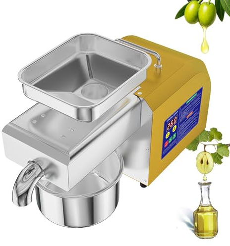 Automatic Oil Extractor 1100W | Cold & Hot Press Oil Maker with Smart Control Panel | 304 Stainless Steel | Output 4-9kg/h, Easy Clean & Foldable Handle | Oil Press Machine for Seeds, Nuts & Olive
