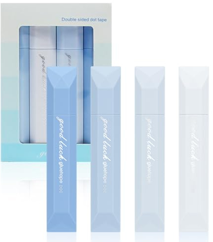 Hlimind Pack de 4 Rollos de Adhesivo de Doble Cara, Bolígrafo de Pegamento Retráctil para Fotos & Manualidades – Rollo Autoadhesivo para Álbumes, Tarjetas, Diarios, Accesorios para Scrapbooking