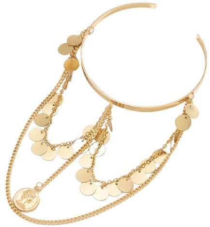 POPETPOP Brazalete de Metal Dorado Parte Superior del Brazo para Mujer, Pulsera Resistente Diseño Único Adecuado para Bodas y Navidad