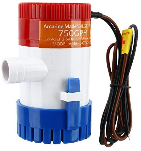 Amarine Made Bilge Pump, 12v Submersible Water Pump - 750gph for Ponds, Pools, Fishing Boats, RV and Marine Use