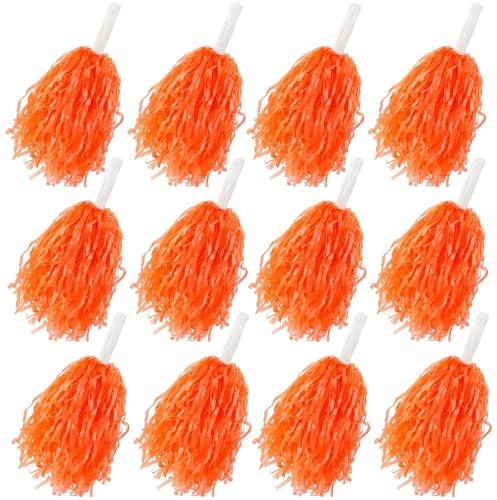 Faxco 12 Pack Pom Poms Cheerleading Pom Poms Bulk Sports Dance Plastic Cheer Pompoms with Plastic Handles for Rooters Cheering Squard Cheering Team Game Dancing Party Kids Adults