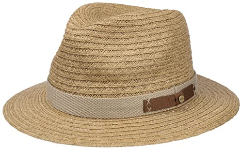 Stetson Decato Traveller Raffiahut Naturfarbener Eleganter Sonnenhut mit Garniturband Damen Herren Frühjahr Sommer Natur XXL (62-63 cm)