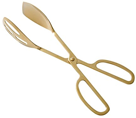 AUMACHEN Pinze per alimenti, pinze da cucina in acciaio inox, resistenti, resistenti al calore, 25,4 cm, per cucinare, grigliare, pasticceria, panini, ghiaccio, pane, dessert (oro)