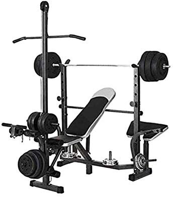 Hantelbank, Trainingsbank, Hantelbank, Multifunktions-Hantelbank mit hohem Zug, Langhantelständer, Kniebeugenständer, Bankdrücken, Fitness