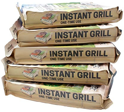 Einweggrill (1-5 Stück) Öko Einmalgrill für Camping Strand Park 100% Nachhaltig 50% weniger CO2 durch Bambuskohle, nach 5 min startklar und über 1 Stunde nutzbar (1) (5)