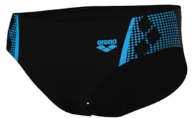 ARENA Bañador Slip Feel para Hombre Graphic, Black-Turquoise, 80