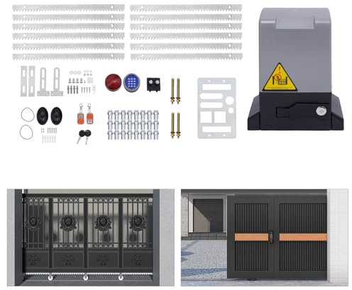 BJTDLLX 370W 220V Schiebetorantrieb Torantrieb Garagentorantrieb Automatischer Schiebetorantrieb Elektrischer Toröffner Schiebetoröffner Komplettset für Max. 800kg mit 2 Fernbedienungen