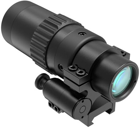 Feyachi M56 Red Dot Magnifier, 1.5X - 5X Magnifier Airsoft Zielfernrohr Taktisches Rotpunktvisier Jagd Holographisches Optiklinse with Flip Mount Kompatibel mit 21mm/22mm Picatinny/Weaver Schiene