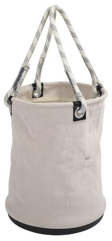 Ausla Organisateur D'Outils en Toile, Pliable, capacité de de 30 Kg, Seau en Toile de Cire Sèche pour les Chantiers de Construction, L'entretien des Bâtiments, le Stockage des Outils