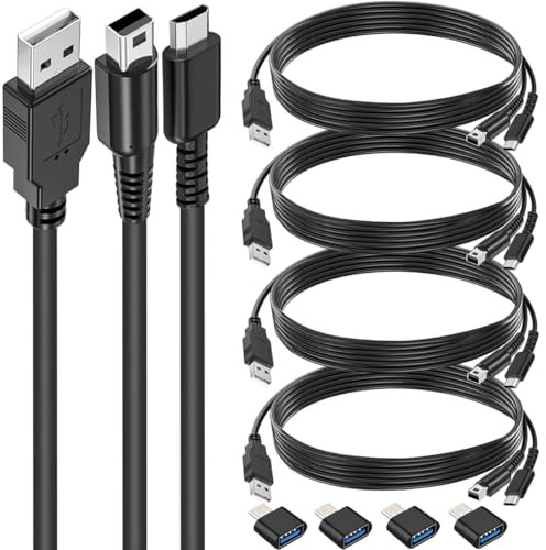 Xiatiaosann 4 Pack 1.2m 3DS USB Charger Cable, Compatible with DS Lite, 3DS, New 3DS, 2DS, DSi, Nintendo Charger Cable