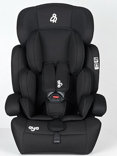 Aya Comfort Car Seat Group 1/2/3 (9-36kg) – Forward-Facing Baby, Toddler & Child Booster with 5-Point Harness, Adjustable Headrest – Lightweight & Safe (Midnight Black)