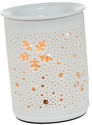 HAMPPLIES Lámpara Ambientador Aire Eléctrica Quemador Cerámico para Cera Aromática con Luz Nocturna y Enchufe EU Diseño Hueco Decorativo para Hogar y Aromaterapia