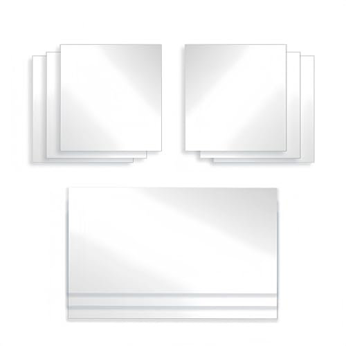 Vidsmow 9 PCS Feuilles Autocollantes Miroir Flexibles, Non en Verre, pour Carrelage, Décoration Murale et Bricolage, Dimensions 15 x 15 cm et 15 x 23 cm, Miroirs Adhésifs pour Créativité