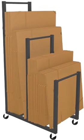 Scaffale da pavimento in cartone per organizzare tele e cornici, carrello salvaspazio per magazzini, gallerie e vendita al dettaglio