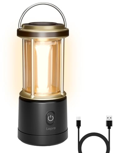 Lepro Lanterne Camping LED Rechargeable, 2000Lm Lampe Camping Puissante, Dimmable 5 Modes, Etanche Portable Suspendue, pour Camping, Bricolage, Secours, Garage, Cave, Urgence