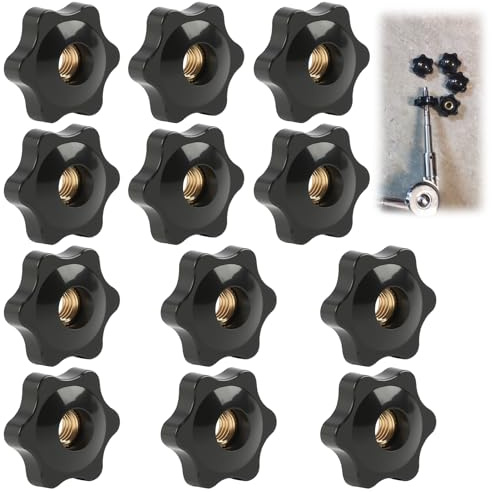 12 bottoni di serraggio M8 × 32 mm – dado a stella M8 – bottone a farfalla in plastica e ottone – fissaggio manuale antiscivolo – per mobili, macchine utensili, apparecchiature elettroniche