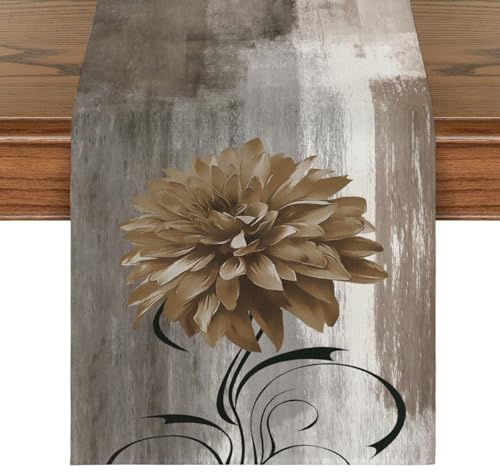 Brylleii Runner Tavola Lino Moderno Fiori 40 x 100 Grigio Runner da Tavolo Esterni Primaverile Lavabile Decorazione da Centro Tavolo Centrini Moderni per Matrimonio Festa Vacanza Caffè Ristorante