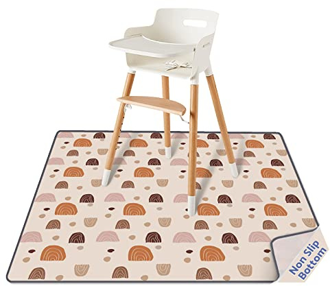 Blissful Diary Tapis sous Chaise Haute Bébé Anti Taches Splat Mat 128x128cm | Tapis Anti-Éclaboussures Essuyable, Imperméable Et Lavable, Antidérapant, Multiusage, Essentiel Repas Bébé