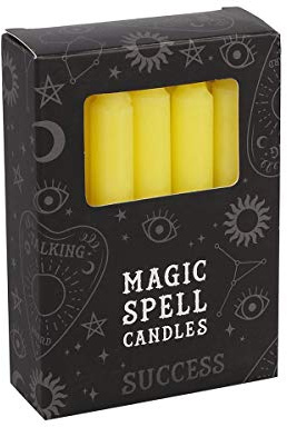 Juego de 12 velas amarillas Magic Spell-Success de Spirit of Equinox. 10,3 x 7,3 x 2,5 cm