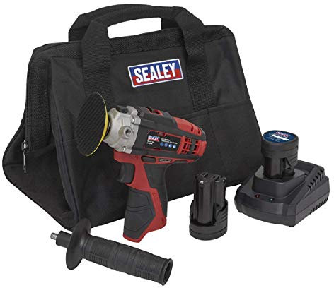 Sealey Cordless Polisher Kit Ø71mm 12V SV12 Series - 2 Batteries - CP1205KIT, Grey|Black|red