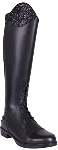 QHP Romy Junior Bottes d'équitation hautes en cuir pour enfant avec design interchangeable Noir, Noir , 40 EU