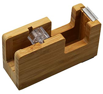 Enyuwlcm Bamboo Desk Tape Dispenser Natural Tape Dispenser with Open End Made of 100% Bamboo 1 Pack
